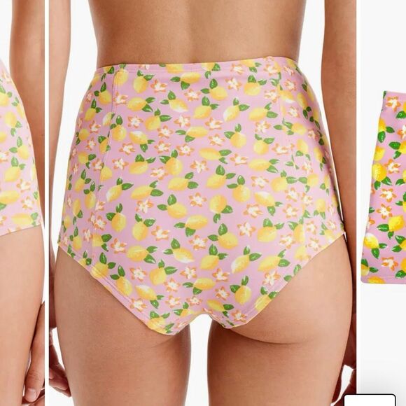 J.Crew Women Size 34B Bikini Top and Small Bikini Bottom Pink Lemon Print Bikini - Picture 7 of 14